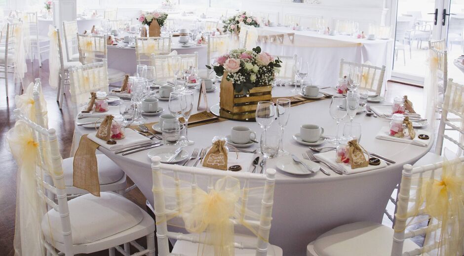 Wedding reception tables at Skylark Country Club Fareham